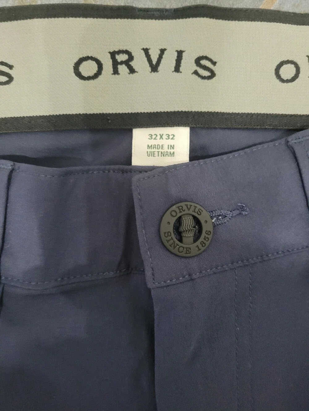 Orvis men’s 32x32 navy Tech Trek pants water repellent stretch hiking travel gor